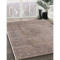 Mid-Century Modern Dark Almond Brown Oriental Rug, urb1762