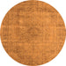 Round Oriental Orange Industrial Rug, urb1762org