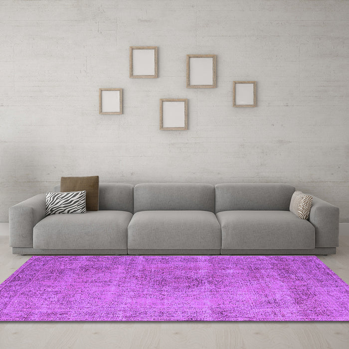 Machine Washable Oriental Purple Industrial Area Rugs in a Living Room, wshurb1762pur