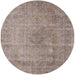 Round Mid-Century Modern Dark Almond Brown Oriental Rug, urb1762