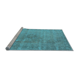 Sideview of Machine Washable Oriental Light Blue Industrial Rug, wshurb1762lblu