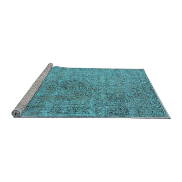 Sideview of Machine Washable Oriental Light Blue Industrial Rug, wshurb1762lblu