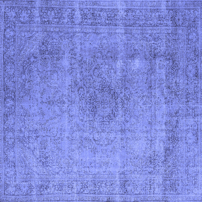 Square Machine Washable Oriental Blue Industrial Rug, wshurb1762blu