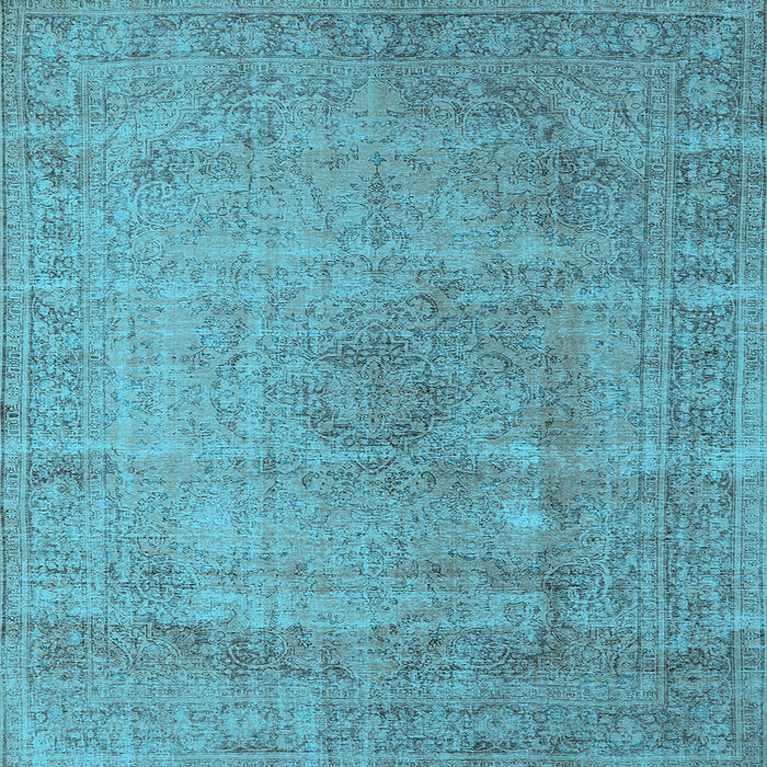 Square Machine Washable Oriental Light Blue Industrial Rug, wshurb1762lblu