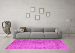 Machine Washable Oriental Pink Industrial Rug in a Living Room, wshurb1762pnk