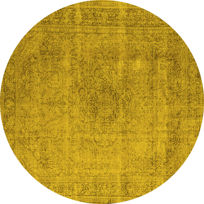 Round Oriental Yellow Industrial Rug, urb1762yw