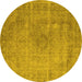 Round Oriental Yellow Industrial Rug, urb1762yw