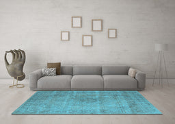 Machine Washable Oriental Light Blue Industrial Rug in a Living Room, wshurb1762lblu