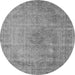 Round Oriental Gray Industrial Rug, urb1762gry