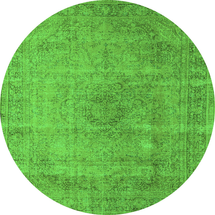 Round Oriental Green Industrial Rug, urb1762grn