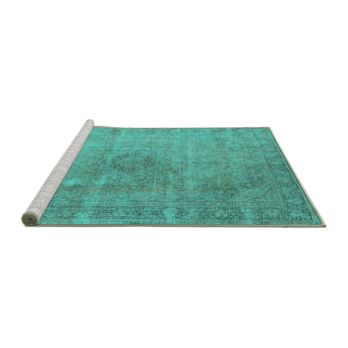 Sideview of Machine Washable Oriental Turquoise Industrial Area Rugs, wshurb1762turq