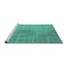 Sideview of Machine Washable Oriental Turquoise Industrial Area Rugs, wshurb1762turq