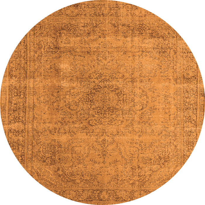 Round Machine Washable Oriental Orange Industrial Area Rugs, wshurb1762org