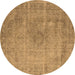 Round Oriental Brown Industrial Rug, urb1762brn