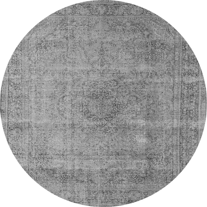 Round Machine Washable Oriental Gray Industrial Rug, wshurb1762gry