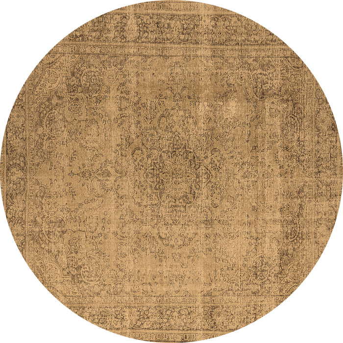 Round Machine Washable Oriental Brown Industrial Rug, wshurb1762brn