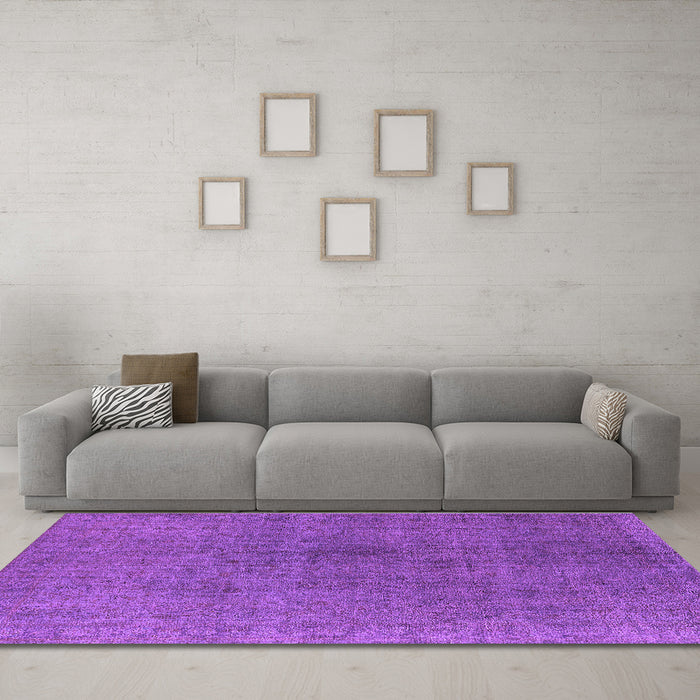 Machine Washable Oriental Purple Industrial Area Rugs in a Living Room, wshurb1763pur