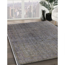 Mid-Century Modern Carbon Gray Oriental Rug in Family Room, urb1763