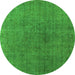 Round Oriental Green Industrial Rug, urb1763grn