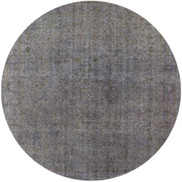 Round Machine Washable Industrial Modern Carbon Gray Rug, wshurb1763