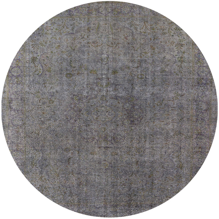 Round Machine Washable Industrial Modern Carbon Gray Rug, wshurb1763