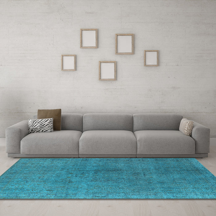 Machine Washable Oriental Light Blue Industrial Rug in a Living Room, wshurb1763lblu