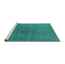 Sideview of Machine Washable Oriental Turquoise Industrial Area Rugs, wshurb1763turq