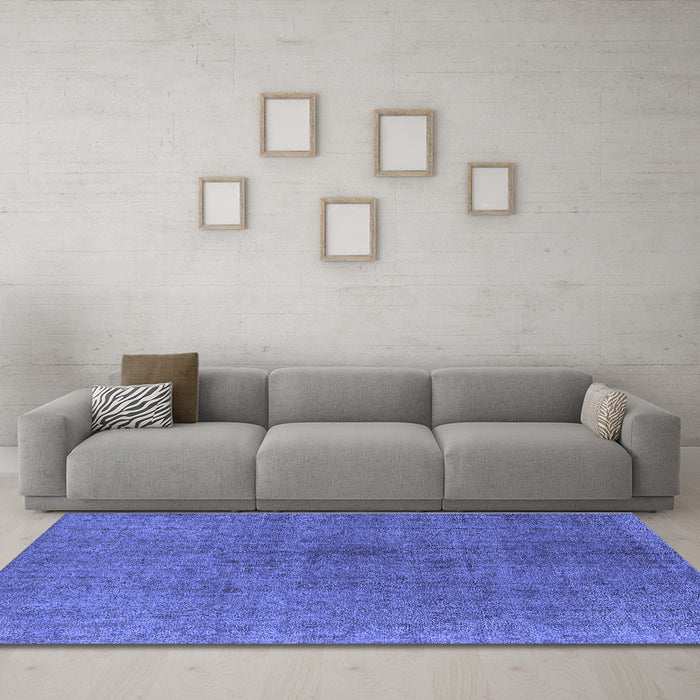 Machine Washable Oriental Blue Industrial Rug in a Living Room, wshurb1763blu