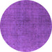 Round Oriental Purple Industrial Rug, urb1763pur