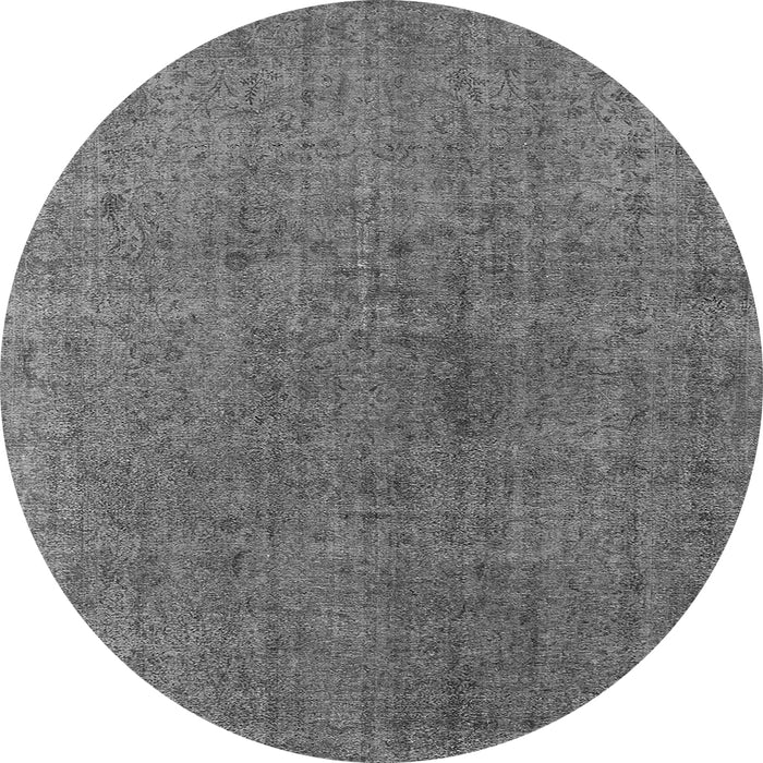 Round Machine Washable Oriental Gray Industrial Rug, wshurb1763gry