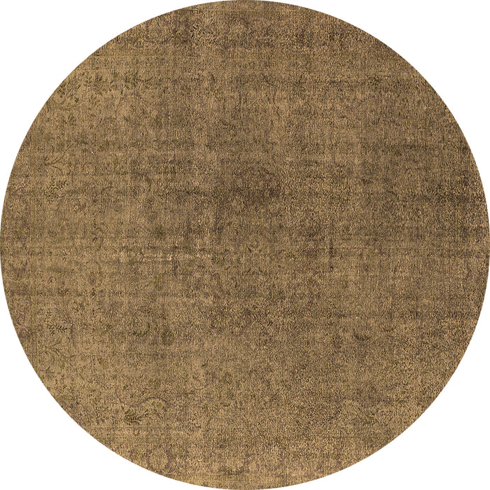 Round Oriental Brown Industrial Rug, urb1763brn