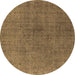 Round Oriental Brown Industrial Rug, urb1763brn