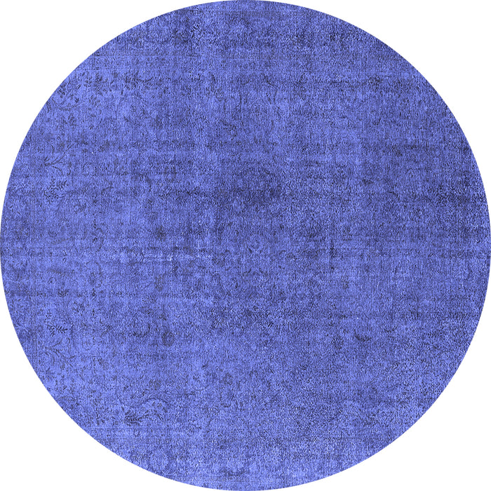 Round Oriental Blue Industrial Rug, urb1763blu
