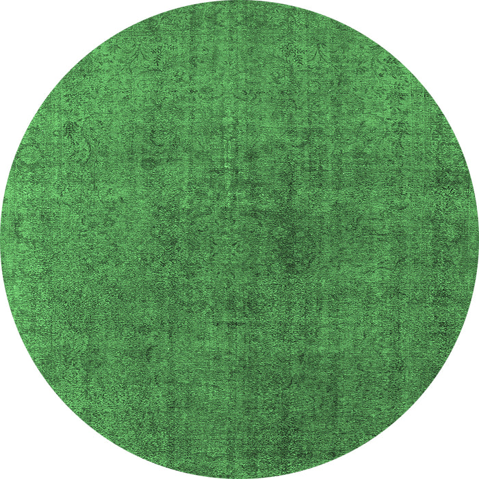 Round Machine Washable Oriental Emerald Green Industrial Area Rugs, wshurb1763emgrn