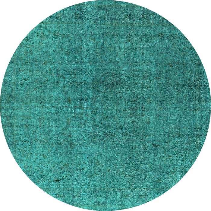 Round Oriental Turquoise Industrial Rug, urb1763turq