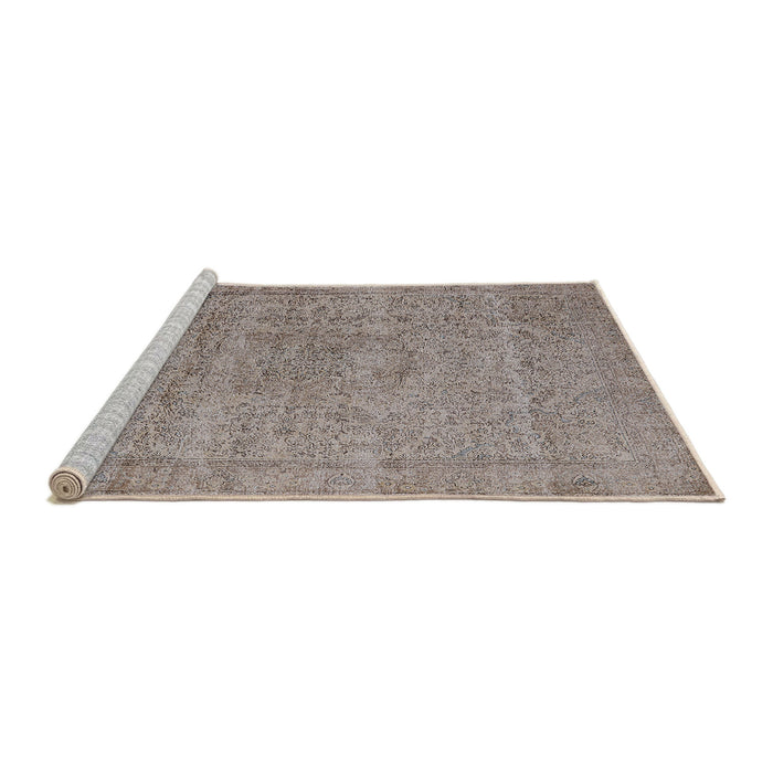 Sideview of Machine Washable Industrial Modern Khaki Rose Pink Rug, wshurb1764