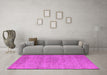 Machine Washable Oriental Pink Industrial Rug in a Living Room, wshurb1764pnk