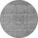 Round Oriental Gray Industrial Rug, urb1764gry