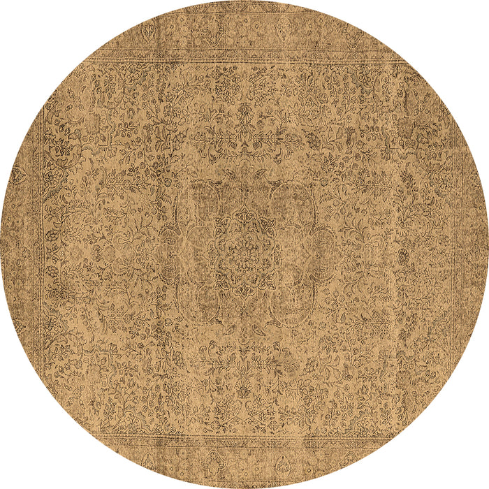 Round Oriental Brown Industrial Rug, urb1764brn