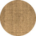 Round Oriental Brown Industrial Rug, urb1764brn