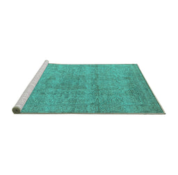 Sideview of Machine Washable Oriental Turquoise Industrial Area Rugs, wshurb1764turq