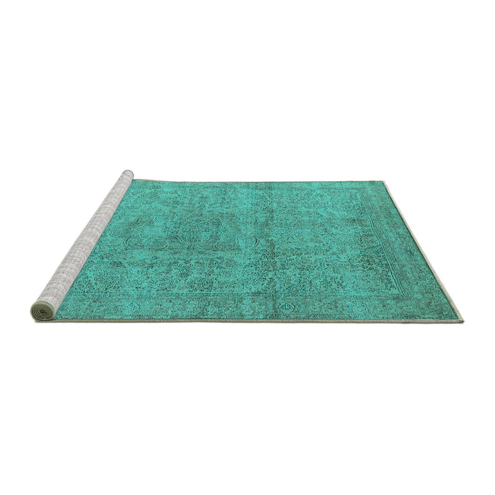 Sideview of Machine Washable Oriental Turquoise Industrial Area Rugs, wshurb1764turq