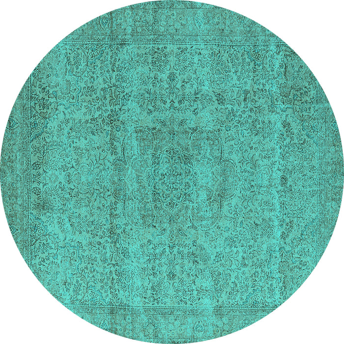 Round Oriental Turquoise Industrial Rug, urb1764turq