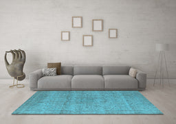 Machine Washable Oriental Light Blue Industrial Rug in a Living Room, wshurb1764lblu