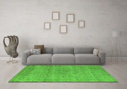 Machine Washable Oriental Green Industrial Area Rugs in a Living Room,, wshurb1764grn