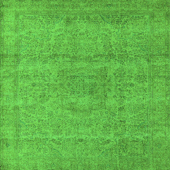Square Machine Washable Oriental Green Industrial Area Rugs, wshurb1764grn