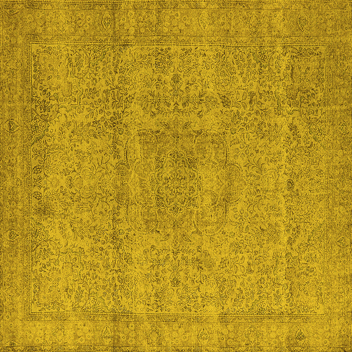 Square Machine Washable Oriental Yellow Industrial Rug, wshurb1764yw
