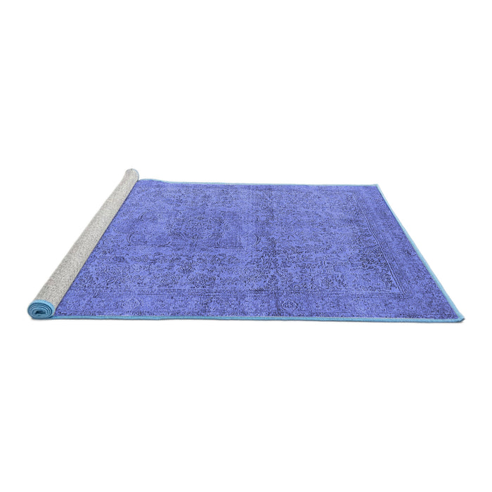 Sideview of Machine Washable Oriental Blue Industrial Rug, wshurb1764blu