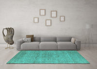 Machine Washable Oriental Turquoise Industrial Rug, wshurb1764turq