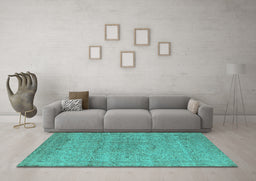 Machine Washable Oriental Turquoise Industrial Area Rugs in a Living Room,, wshurb1764turq